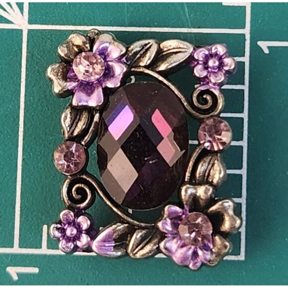 Floral Metal & Purple Gem Design Slider Beads Buckles Set Of 4 Rectangle Shape E - Picture 3 of 5